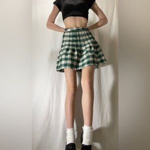 Green and White Plaid Skirt: Urban Outfitters